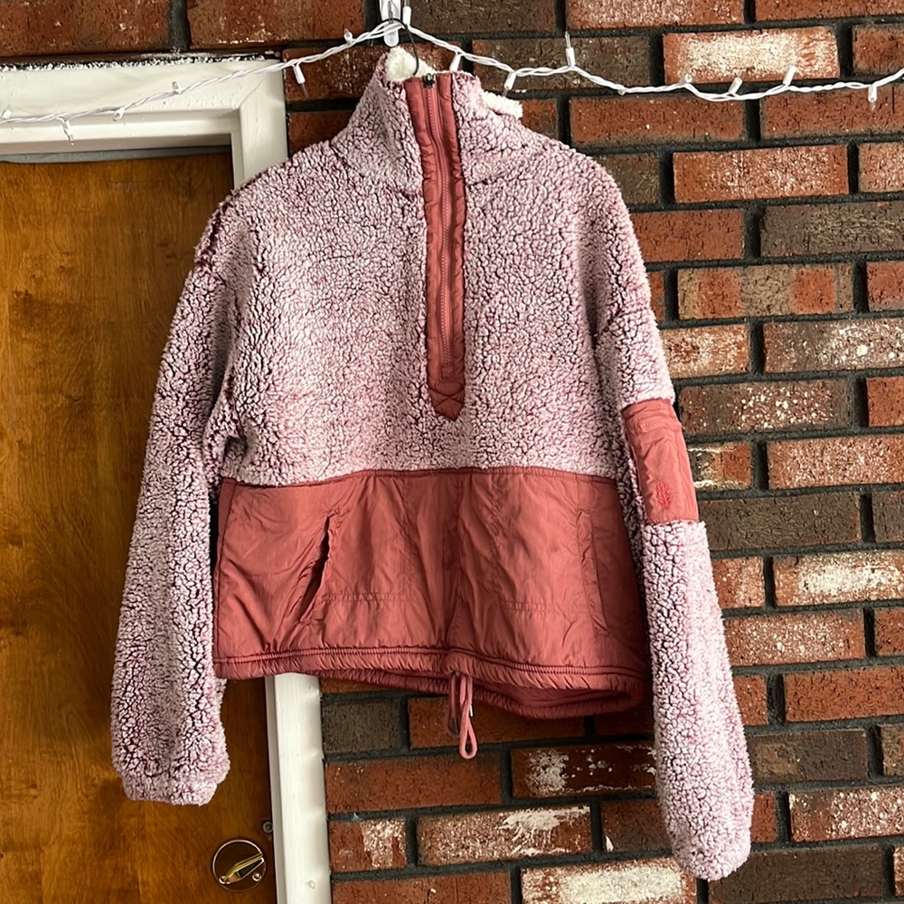 Free People Movement Red Teddy Pullover Half-Zip